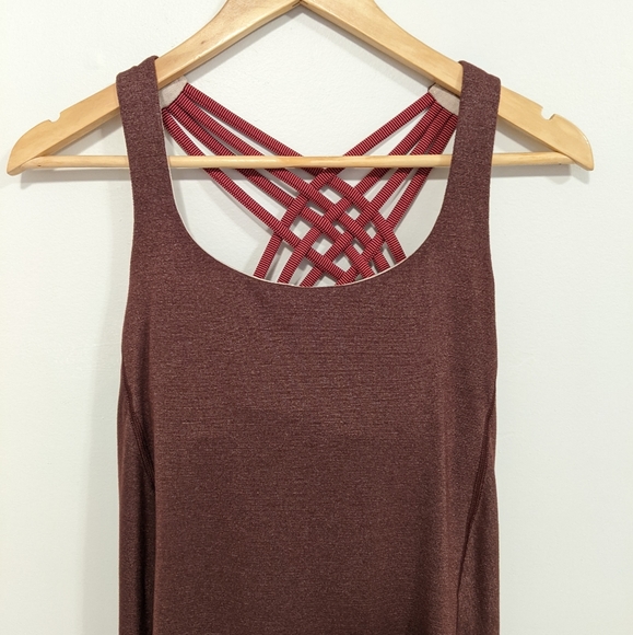 Lululemon Wild Tank Heathered Bordeaux Drama/Bon Bon Wee Stripe Bordeaux Drama 6 - Picture 9 of 16
